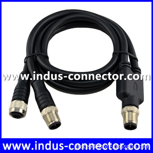 Spiral cable m12 5 pin B code molded cable male to two female straight pvc -10-+80 temperature sensor cable connector